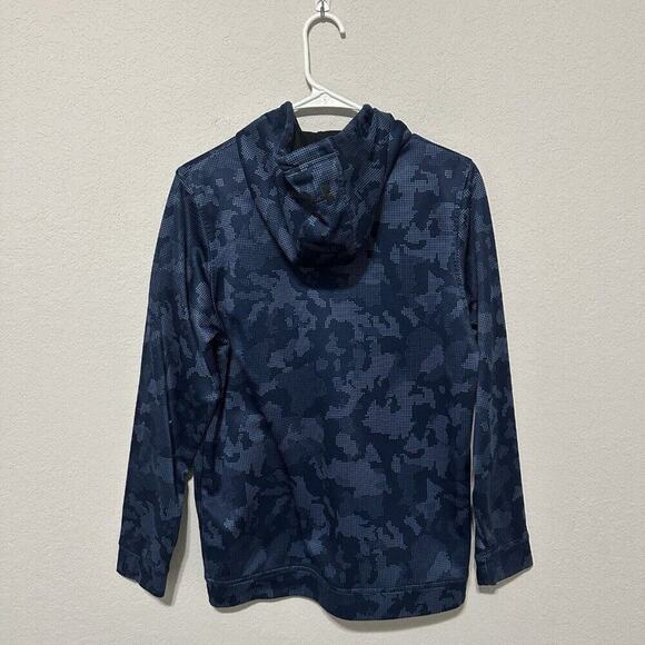 Under Armour Mens Coldgear Blue Camo Hoodie Sweatshirt Size Small Loose Fit - Picture 2 of 9